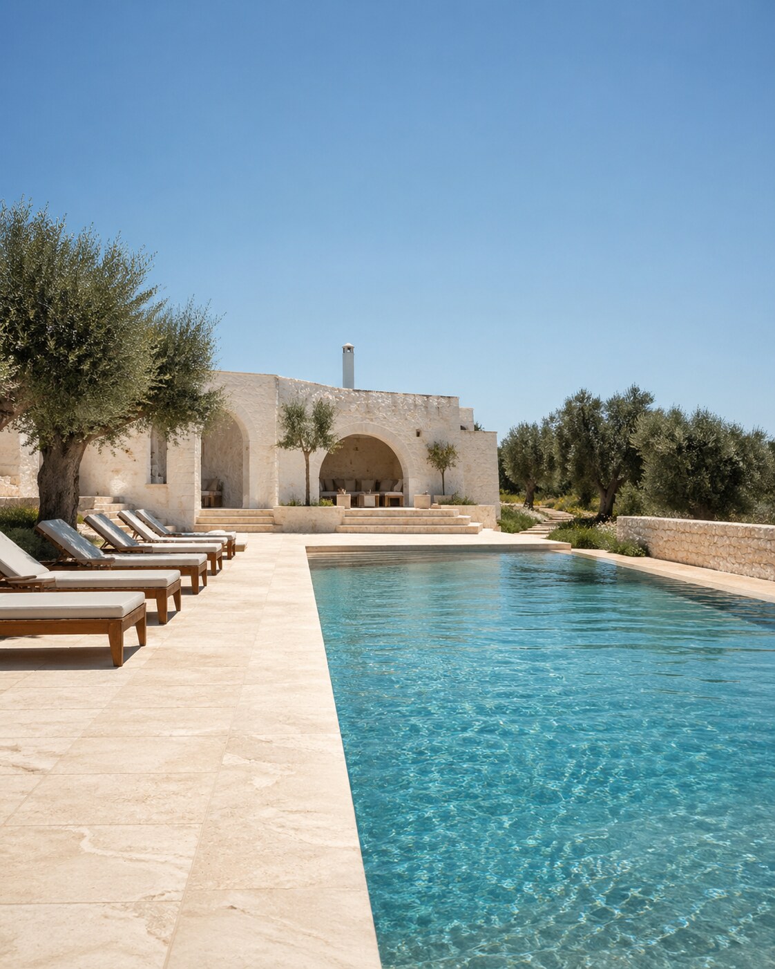 Piscina a sfioro in villa di pregio in Puglia