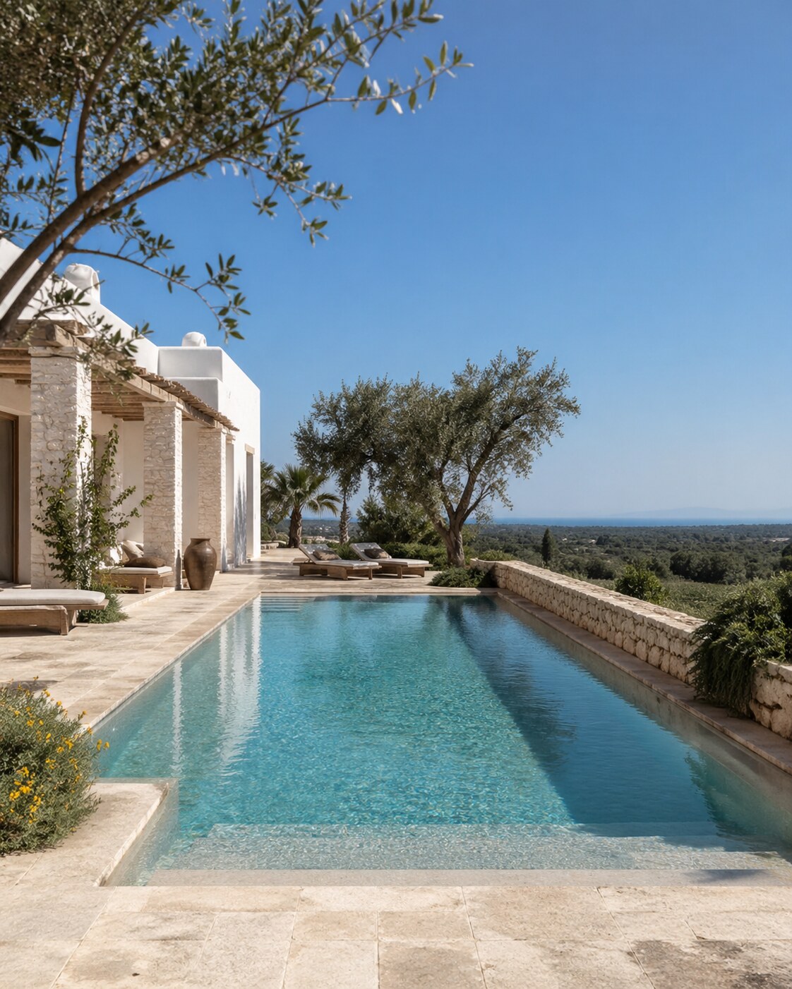 Piscina elegante con vista in campagna pugliese